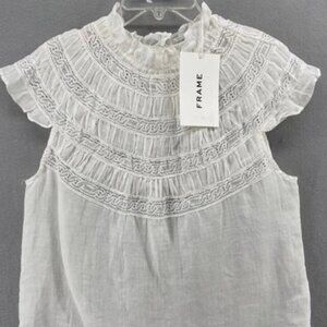 EUC Frame Denim 100% Ramie Lace top.